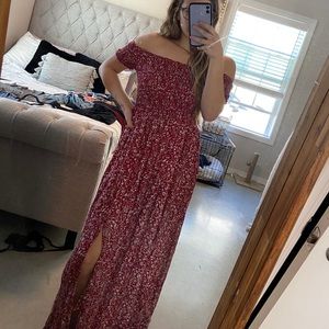 Shein Off Shoulder Open Slit Maxi Dress